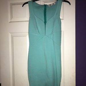 low v-neck aqua dress